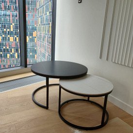 Набор из 2-х столов журнальных Nocturne, черная/белая керамика