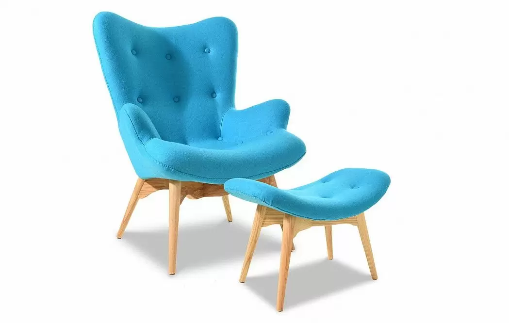 Кресло с оттоманкой Contour, голубой