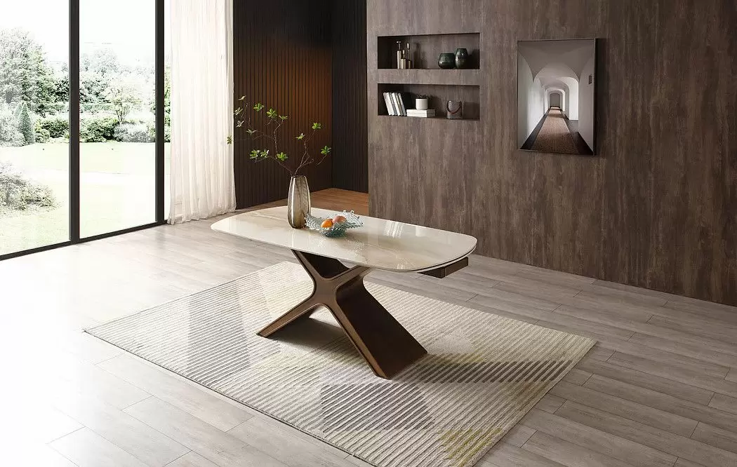 Стол раскладной Charlotta 160-240, бежевая керамика/бронза - фото 9