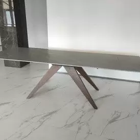 Стол раскладной Valencia 140-200, серая керамика/орех