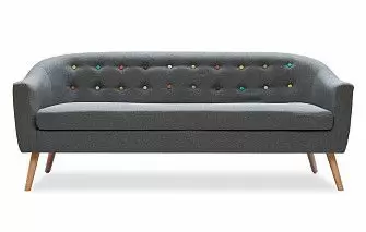 Диван Florence 3-х местный, темно-серый/цветные пуговицы