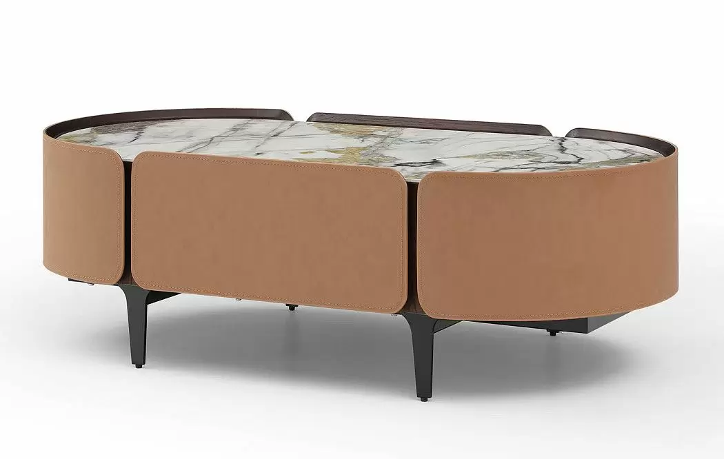 Стол журнальный Scarlett, светлая керамика/коричневый