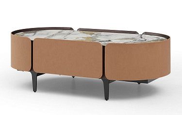 Стол журнальный Scarlett, светлая керамика/коричневый