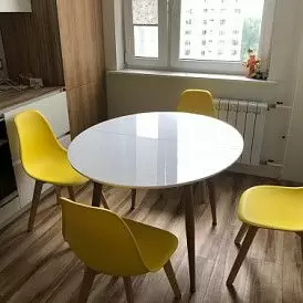 Стол раскладной Margaret 120-200, белый/светлое дерево