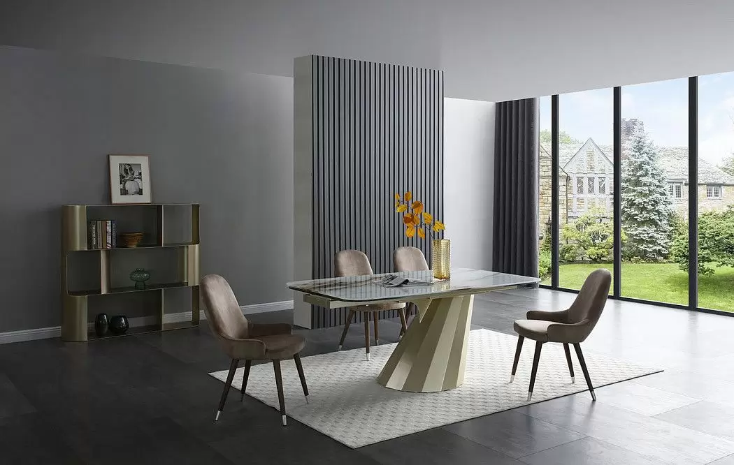 Стол раскладной Allegra 180-260, стекло 3D/шампань - фото 3