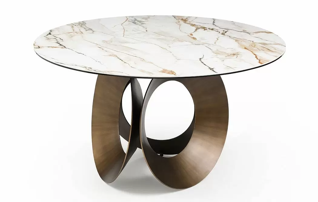 Стол Teodor 135, белая керамика/бронза - фото 9