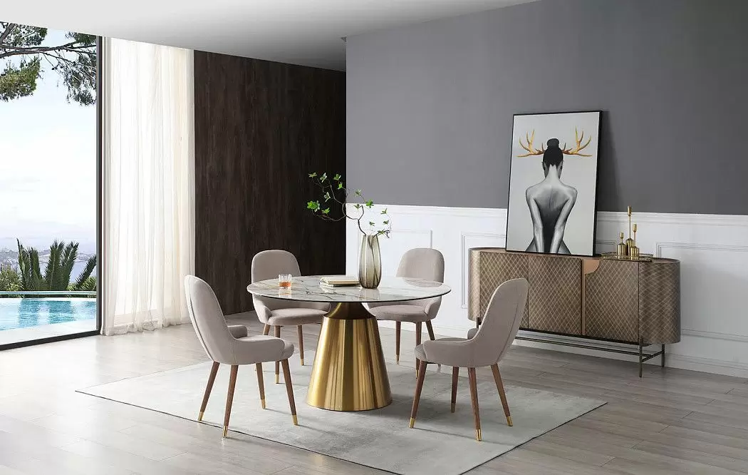 Стул Franco, бежевый/орех/золото - фото 3