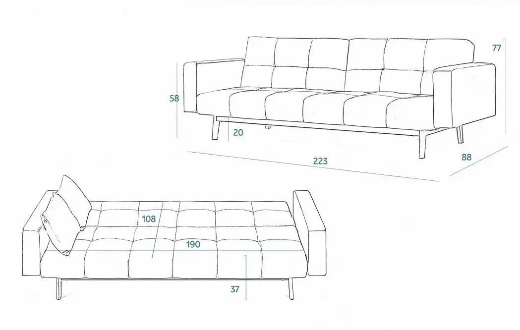 Диван-кровать Indie, темно-бирюзовый - фото 3