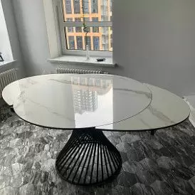 Стол раскладной Tornado 120-180, темная керамика/черный