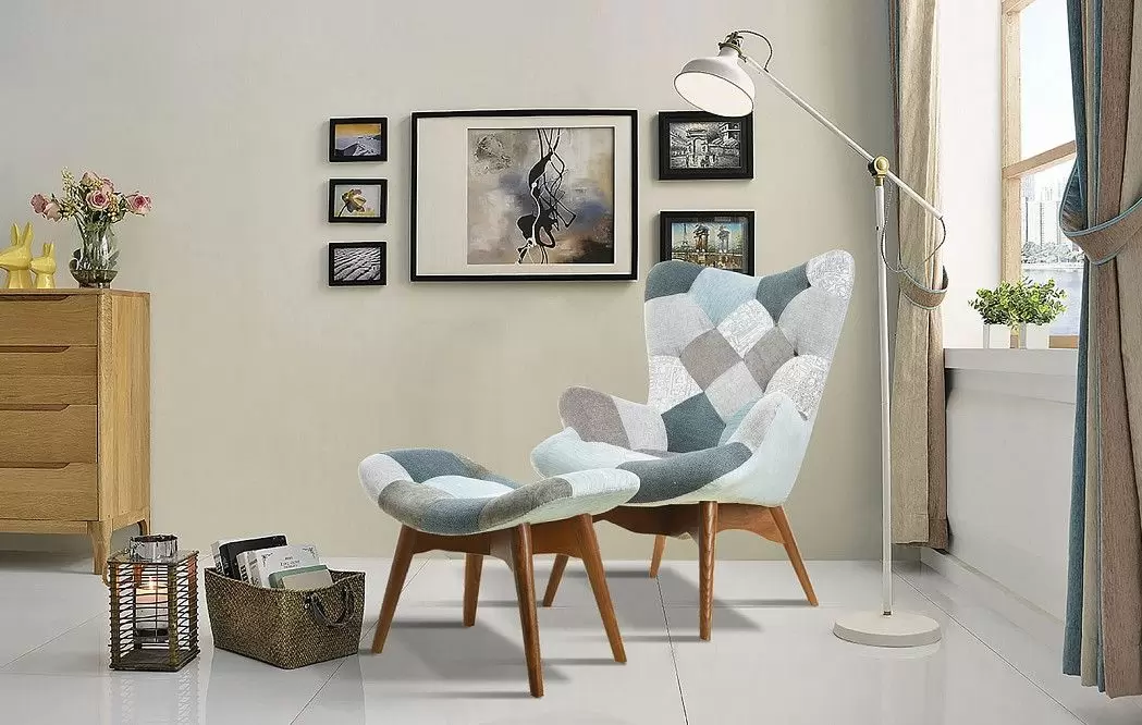 Кресло Contour, светлый пэчворк/коричневый - фото 2