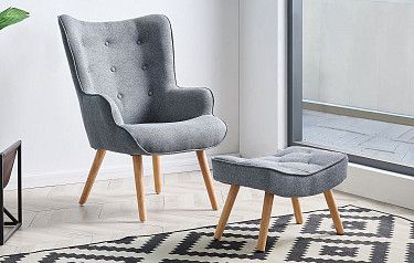 Кресло и оттоманка Hygge, серый/натуральный