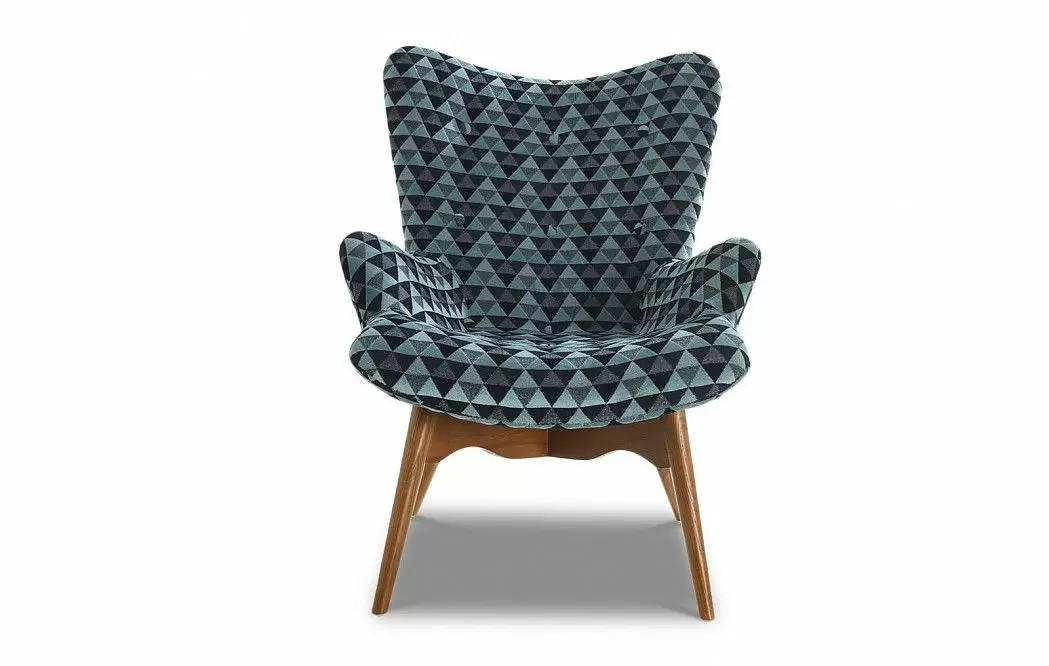 Кресло с оттоманкой Contour, голубой принт/коричневый - фото 4