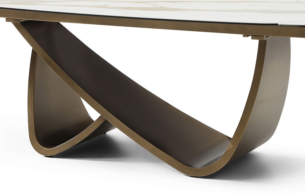 Стол раскладной Bergamo 200-280, светлая керамика/бронза - фото 7