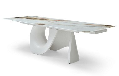 Стол раскладной Julia 200-280, стекло 3D/белый