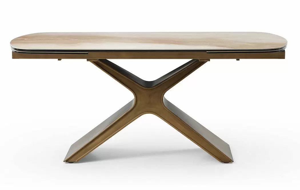 Стол раскладной Charlotta 160-240, бежевая керамика/бронза - фото 10