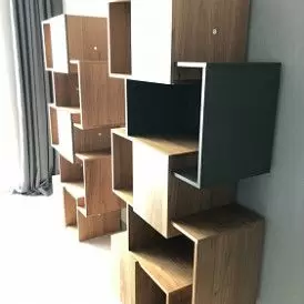 Стеллаж Palo Grey, орех/серые дверцы