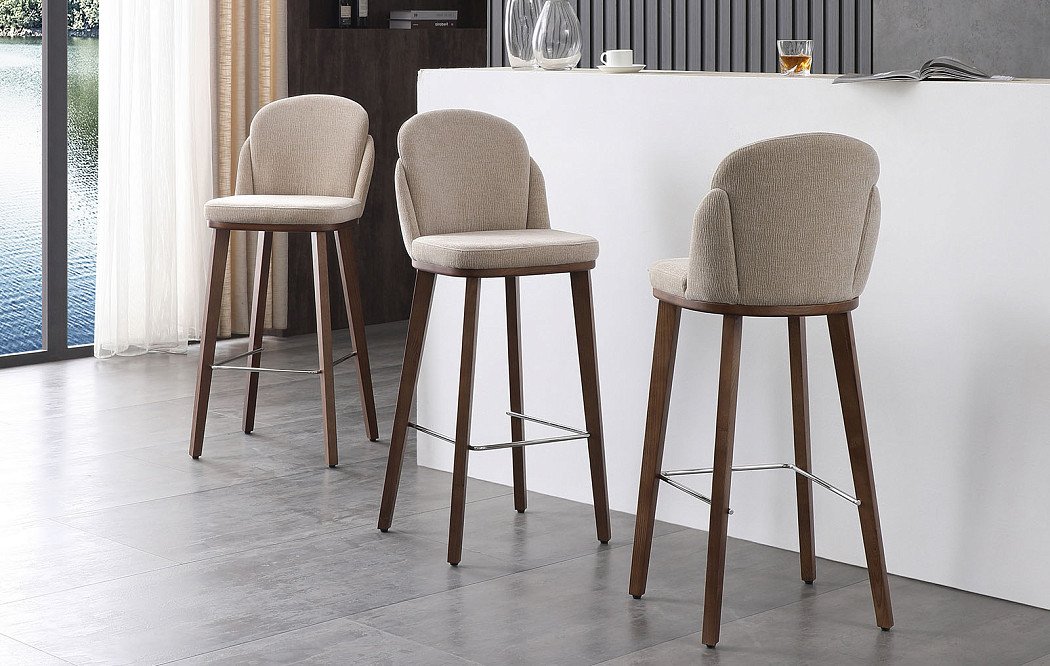 Стул полубарный Clara (65), бежевый/орех - фото 2