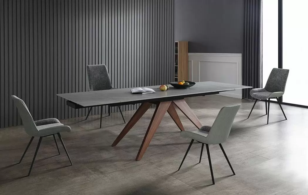 Стол раскладной Valencia 180-260, серая керамика/орех - фото 3