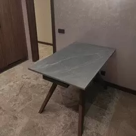 Стол раскладной Valencia 140-200, серая керамика/орех