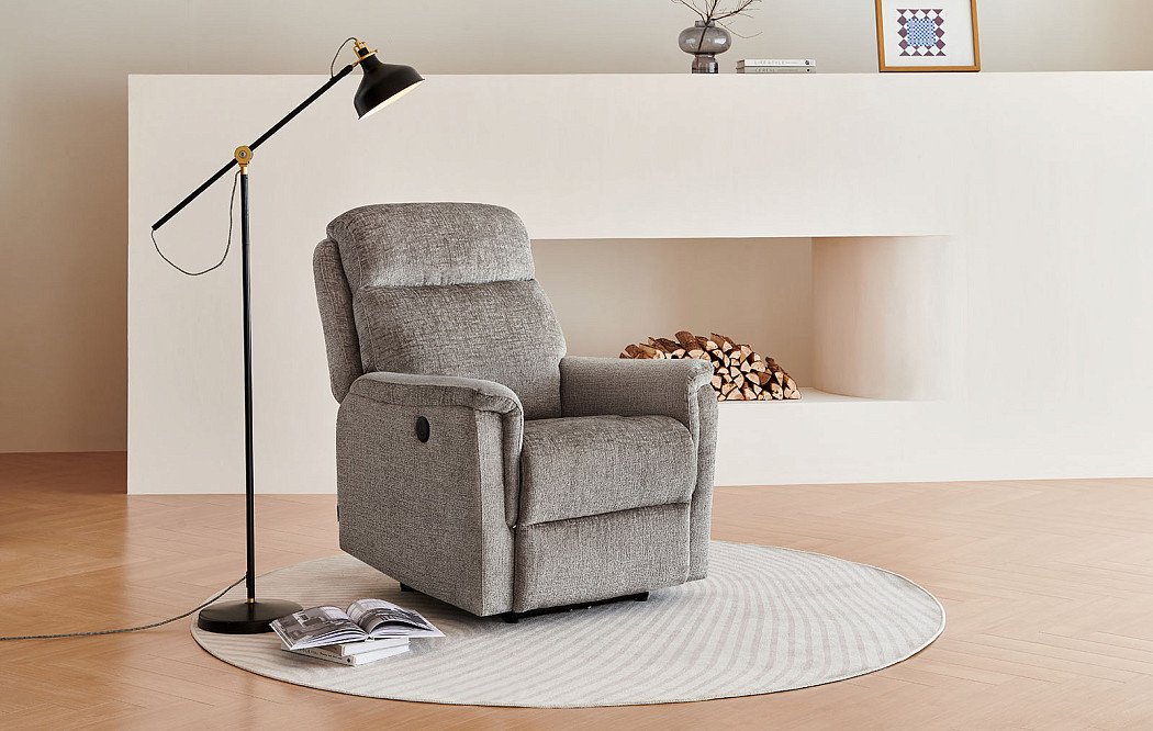 Кресло-реклайнер Stanley, серо-бежевый - фото 3