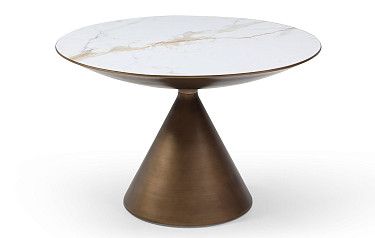 Стол Donna 120, белая керамика/бронза