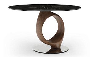 Стол Oasis 130, черная керамика/орех