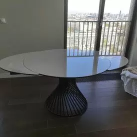 Стол раскладной Tornado 120-180, темная керамика/черный