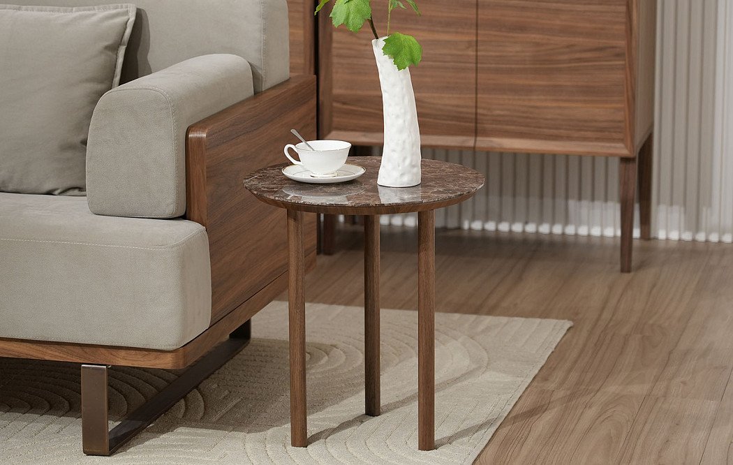 Стол журнальный Candy (45), мраморное стекло/орех - фото 2