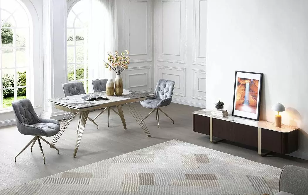 Стол раскладной Parma 180-280, светлая керамика/шампань - фото 5