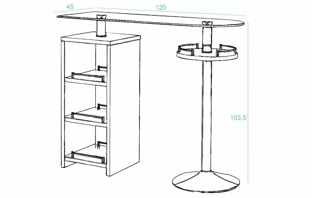 Барная стойка Glasgow (120), орех - фото 3