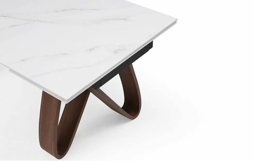 Стол раскладной Lido 160-240, белая керамика/орех - фото 6