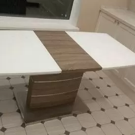 Стол раскладной Arioso Glass (120), белый/дуб