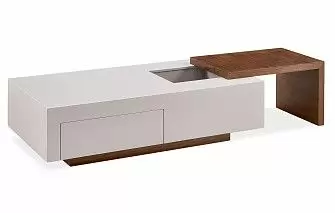 Стол журнальный Gerda (120), серо-бежевый/орех