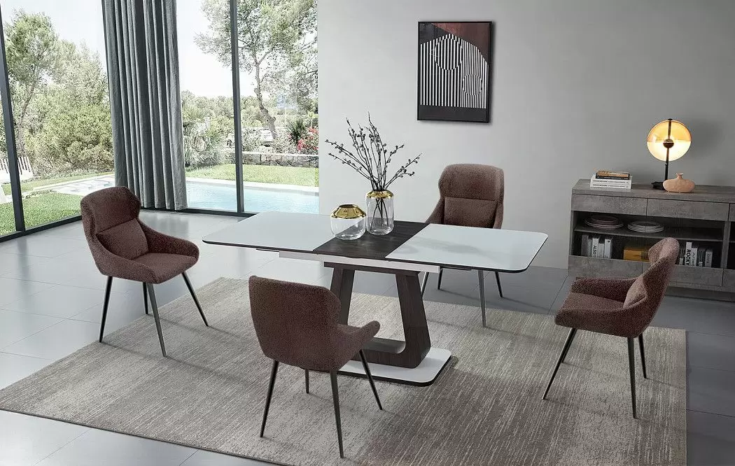 Стол раскладной Rosanna 140-180, темно-коричневый/белый - фото 3