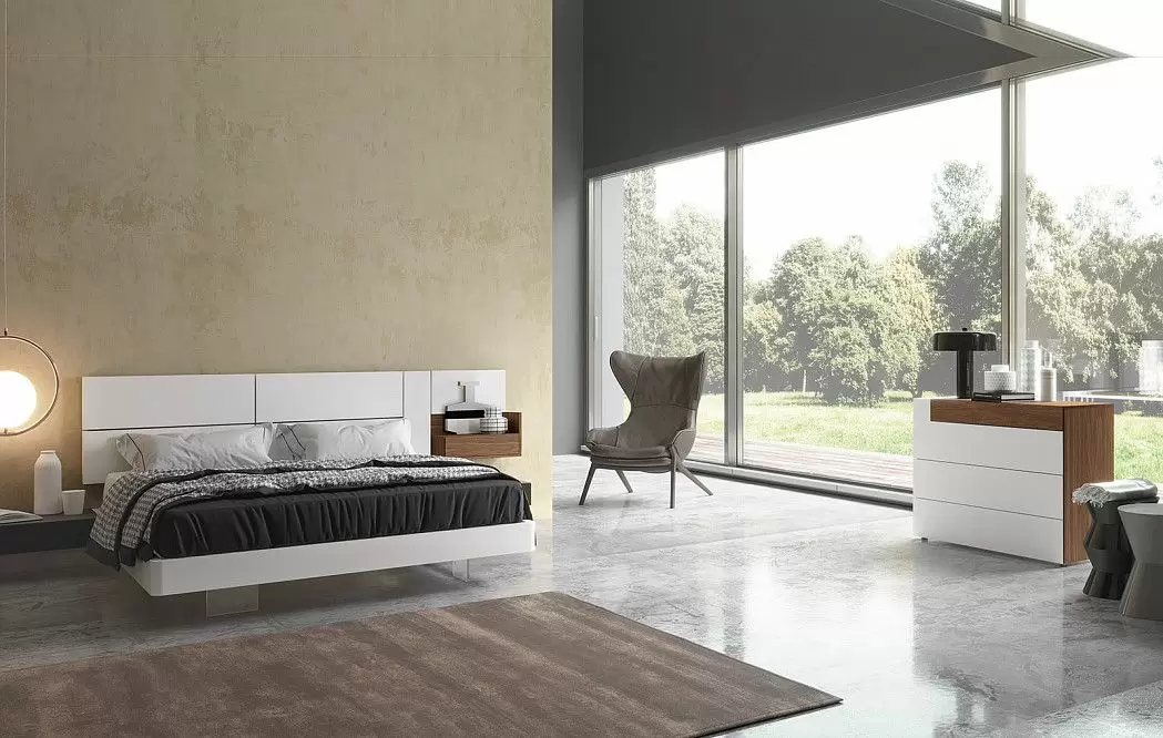 Кровать Infinity Class Meta 193х203 King Size с 1 полочкой (64), белый/графит/орех - фото 3