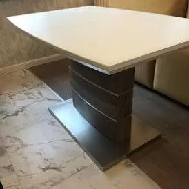 Стол раскладной Arioso Glass (120), белый/дуб