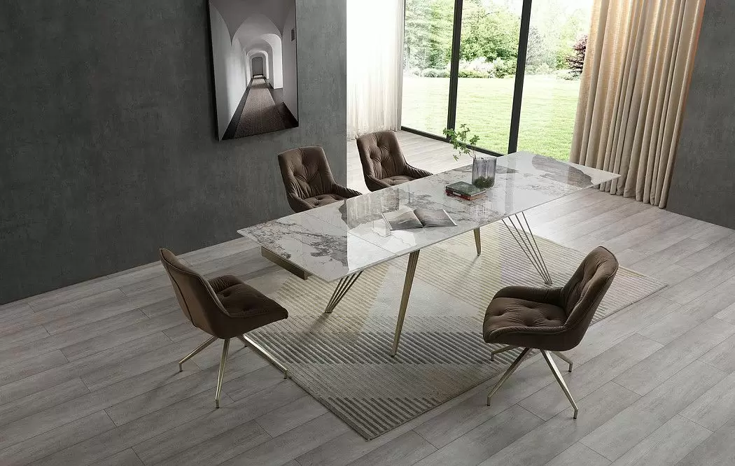 Стол Parma + 4 коричневых стула Joely