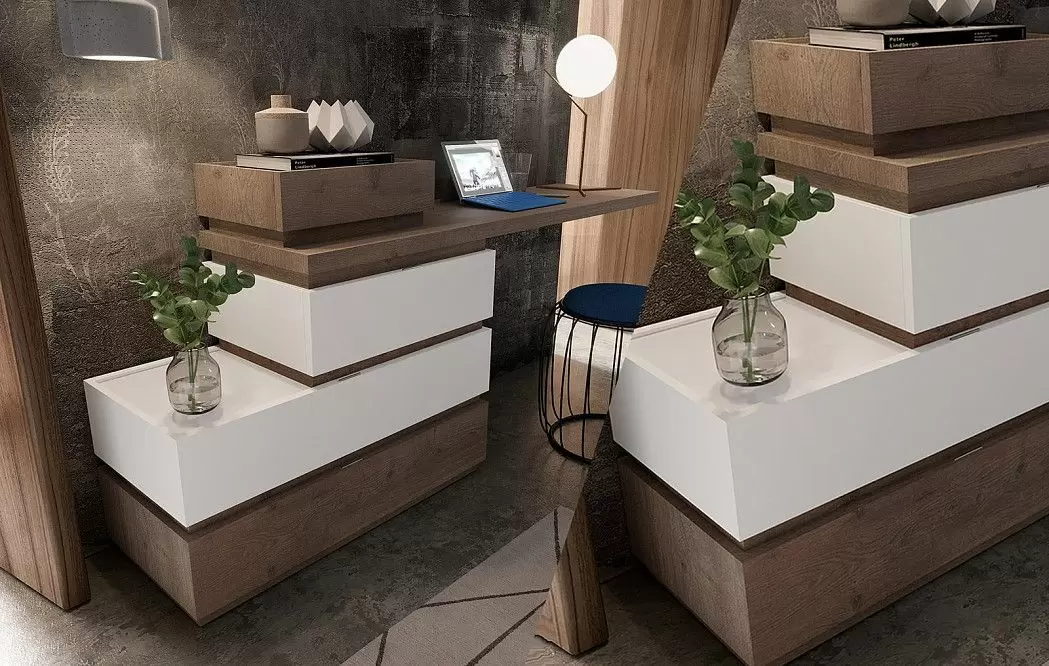 Комплект из кровати Print Inglete 180x200 и 2х тумб Top, дуб/белый - фото 17