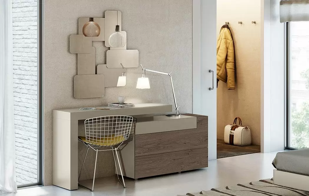 Комод-письменный стол Tesis (120/95) 3 ящика, дуб дымчатый/серо-бежевый