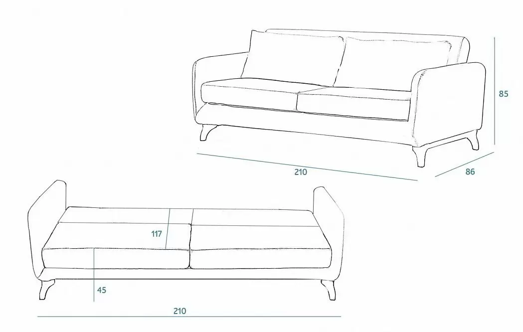 Диван-кровать Jennifer 3-х местный, песочный - фото 3