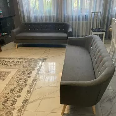 Диван Florence 3-х местный, темно-серый/цветные пуговицы