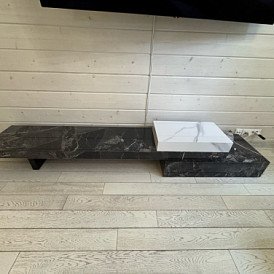 ТВ Тумба Gabrielle (Композиция №3), белый камень/черный камень