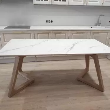 Стол раскладной Sorrento 160-220, белая керамика/ясень