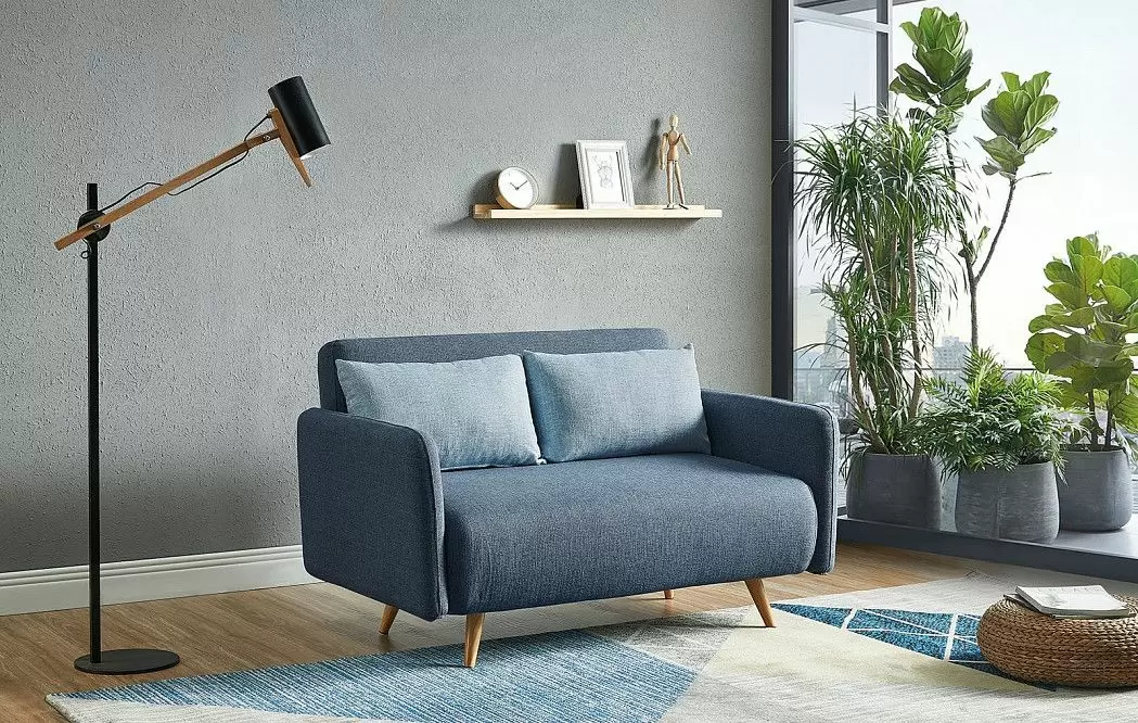 Диван-кровать Cardiff, синий/голубой меланж