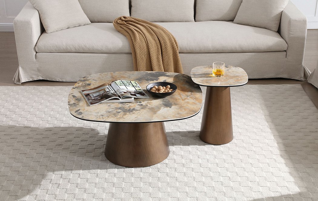 Стол журнальный Melanie (40), медь/керамика - фото 3