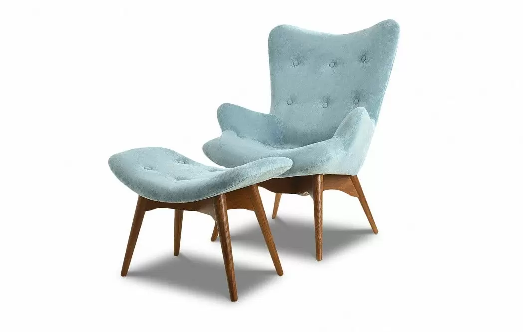 Кресло и оттоманка Contour, мятный голубой/коричневый - фото 3