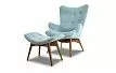 Кресло и оттоманка Contour, мятный голубой/коричневый
