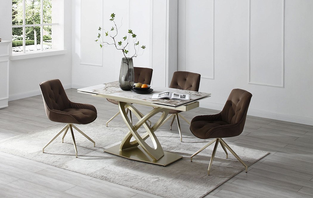 Стол раскладной Luisa 180-280, светлая керамика/шампань - фото 4