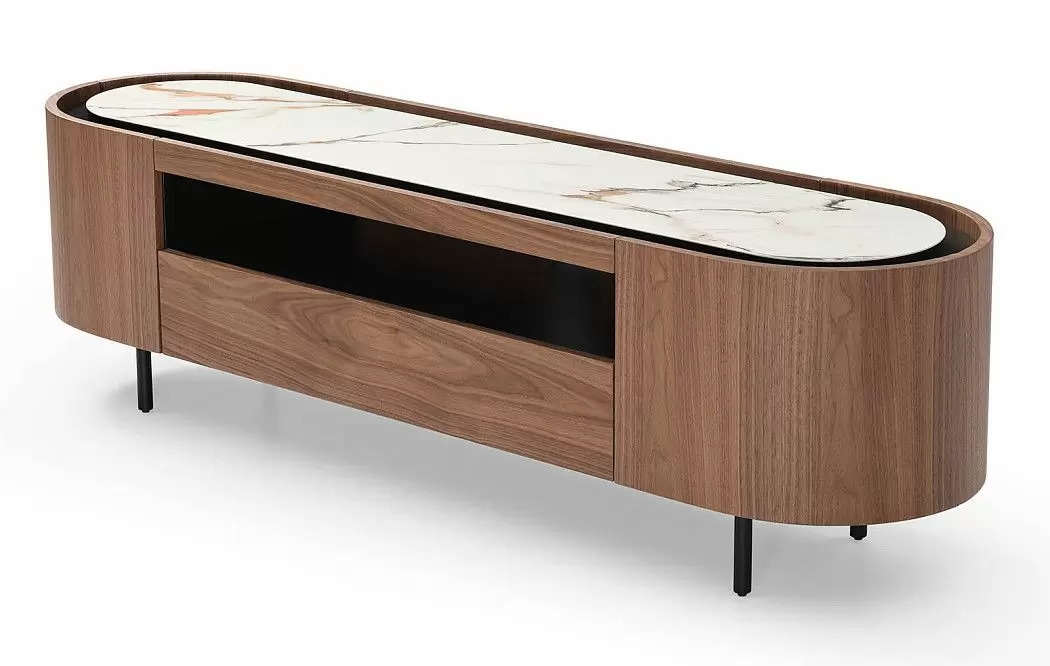 ТВ Тумба Angelica, белая керамика/орех - фото 8