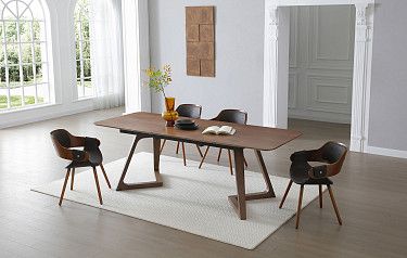 Стол Sabrina + 4 коричневых стула Jody